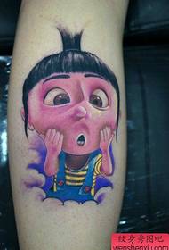 Cute cartoon little girl tattoo pattern on the leg