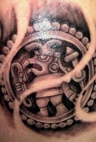 realistic Aztec god tattoo pattern