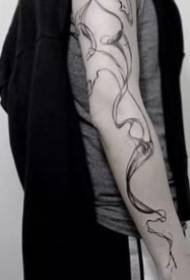 nigra griza simpla linio inko tatuaje ŝablono 18