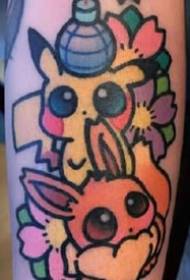 sehlopha sa li-tattoo tsa merero e nyane ea katuni ka Pikachu