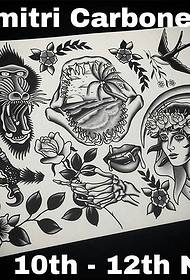 Manuskrip pola tatu kecil sekolah gaya Eropah