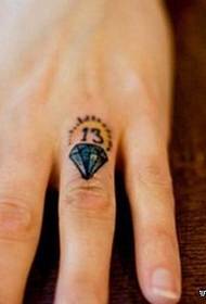 dedo moda pequeno diamante tatuagem padrão