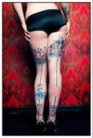 sexiga tjejer ben färgar olika fantasi djur tatuering mönster