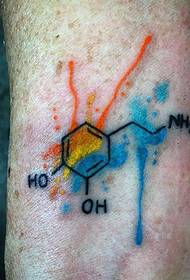 акварель стиліндегі түсті химия формуласы татуировкасы