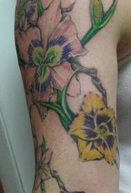 pečių ryškių spalvų lelijos augalų tatuiruotė
