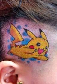 modello di tatuaggio Pikachu testa di cartone animato ragazza