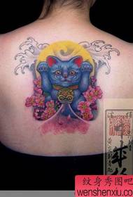 Ang Japanese Huang Yan tattoo beauty back lucky cat tattoo ay gumagana