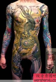 Uzorak tetovaže punog feniksa u japanskom stilu