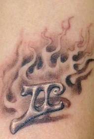 un modello di tatuaggio costellazione icona logo fiamma