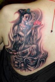 Pola tattoo potret gaya awéwé Cina anu éndah