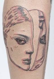 a variety of black line sketch creative and exquisite abstract portrait tattoo pattern