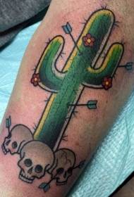 brazo old school color cactus tatuaje patrón