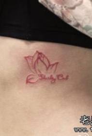 lány oldalán mellkas vonal kis lótusz tetoválás minta