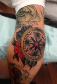 Arm Farbe Old School Kompass Tattoo Muster