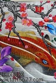 prachtig kleurrijk inktvis lotus tattoo manuscript
