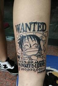 Komek ji anime-xwîna super xwîn One Piece Tattoo