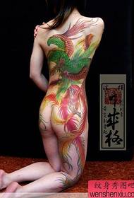 Japoński żółty stan zapalny Tatuaż piękno kolor z pełnym tyłem Feniks tatuaż działa
