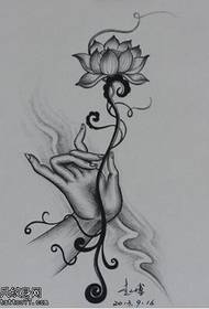 Eskizo rankraščio rankinis „Lotus“ tatuiruotės raštas