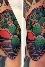 beso kolorea basamortuko kaktus tatuaje argazkia