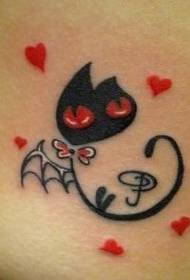 cute love cat tattoo pattern
