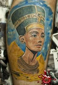 የግብፅ ፒራሚድ እና የኔፌቲቲ ልዕልት ቀለም ትክክለኛ ንቅሳት ንድፍ