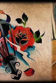 Modello di tatuaggio antico lampada desolazione candela rossa