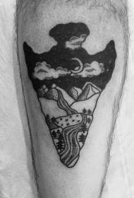 perna nera nero è biancu in stile rurale retro mudellu di tatuaggi