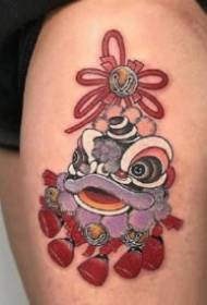 Red 9 pieces of Japanese traditional tattoo works of the element