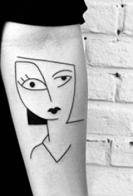 minimalistyske line-tattoo mear Minimalistyske line-tattoo swarte abstrakte tattoo-patroan
