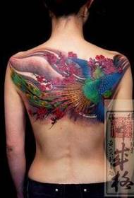 hátsó szín japán páva tetoválás minta