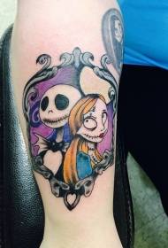 cute მულტფილმი მოჩვენება წყვილი პორტრეტი tattoo ნიმუში