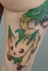 მრავალჯერადი შეღებილი აკვარელის ესკიზები კრეატიული კლასიკური მულტფილმი Pokémon tattoo model