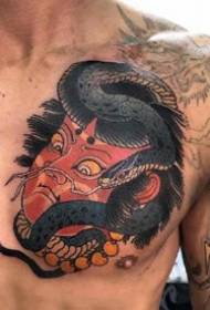 A set of Japanese traditional tattoo designs in red tone