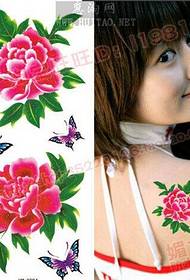 bellissimo bellissimo fiore di peonia Tattoo immagine modello manoscritto