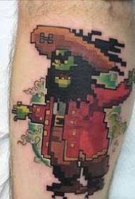 Finden Sie heraus, eine Gruppe unschuldiger Gefühle von Pixel-Cartoon-Tattoo-Mustern