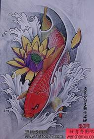 Gekleurde Lotus Squid Tattoo Manuscript