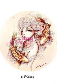 kaunis kalat tatuointi käsikirjoituskuva