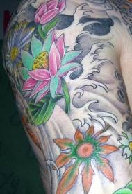 lub xub pwg Xim Japanese style nyom thiab paj tattoo