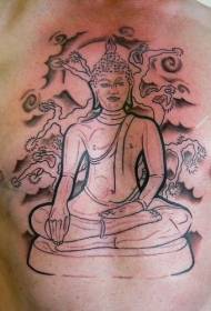 ko'krak qafasi Budda va gilos tatuirovkasi