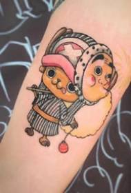 Mfano wa tattoo ya Qiaoba - kundi la maharamia wa anime kwenye tatoo la chobe hufanya kazi ya kuthamini