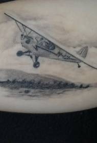 arm black gray small plane tattoo pattern