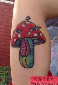 a girl's leg cartoon mushroom tattoo pattern