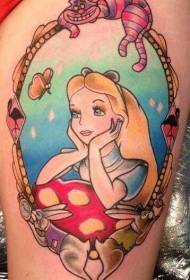 Alice in Wonderland i altres dissenys de tatuatges de dibuixos animats en color animal