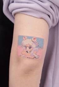 Insieme sveglio del modello del tatuaggio delle bambine del fumetto di due elementi