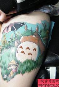 girls legs cartoon totoro tattoo pattern