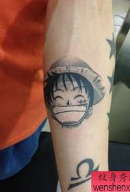 Rankos animacinis filmas „One Piece Luffy Head Tatuiruotės modelis“