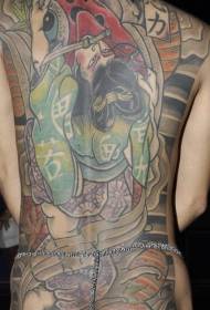 Patrón de tatuaje de color de cuerpo completo con temática japonesa