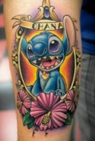 tegneserie Stitch sæt med tatoveringsbilleder i farver