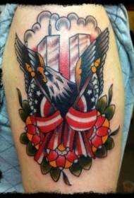 rangi ya jadi ya kitamaduni bendera ya Amerika na muundo wa tatoo