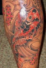 warna kaki koi Jepang dan tato bunga